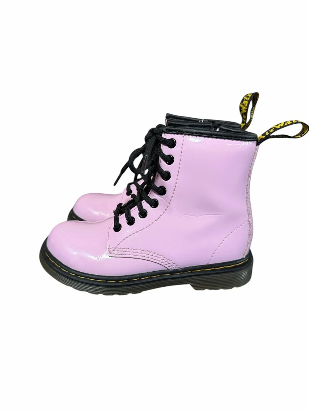 Girl’s Dr. Martens Pale Pink Patent Leather Side Zip Air Wair Boots Sz 11